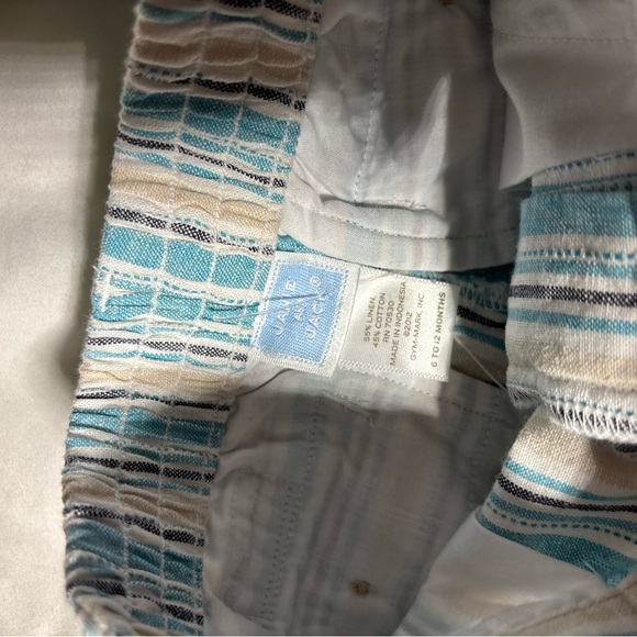 Jamie and Jack Striped Linen Blend Shorts Size 6-12 months - Picture 3 of 4